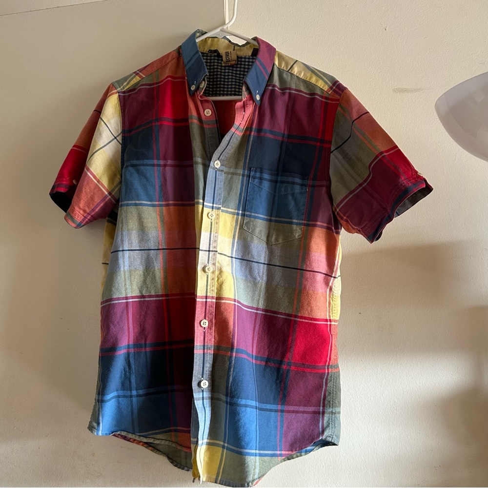 Rainbow Short Sleeve Plaid Plectrum By Ben Sherman Shirt Size M